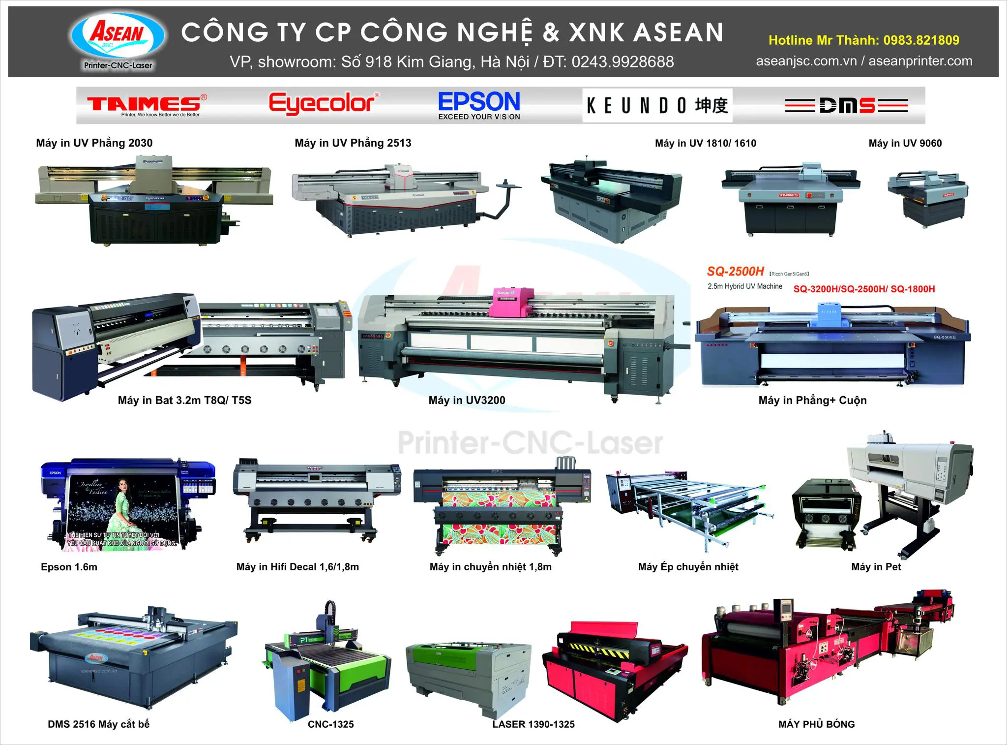 ASEANJSC thanh lý máy in UV cũ giá tốt, chất lượng