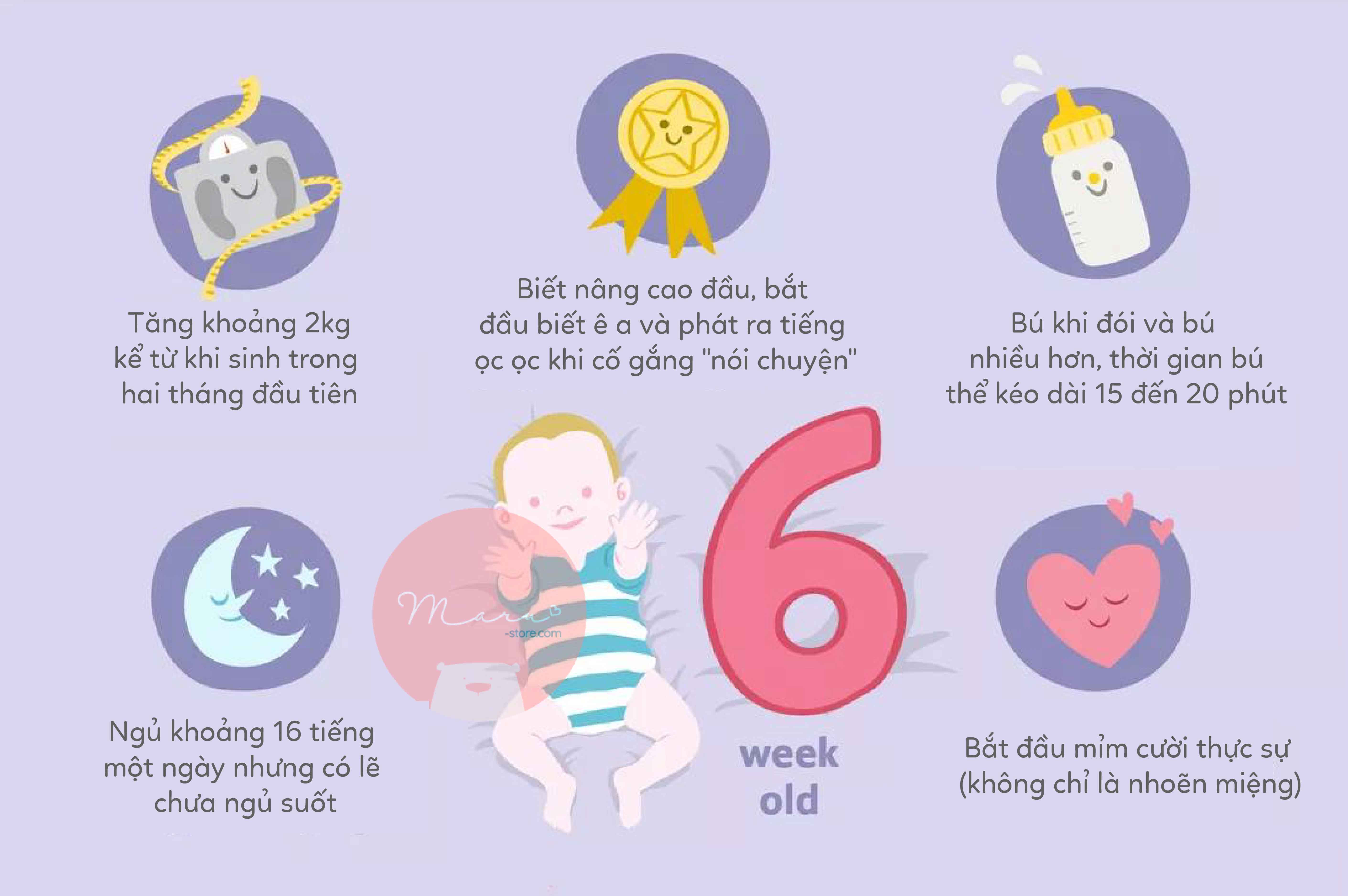 Sự phát triển của em bé 6 tuần tuổi (Phần 1)