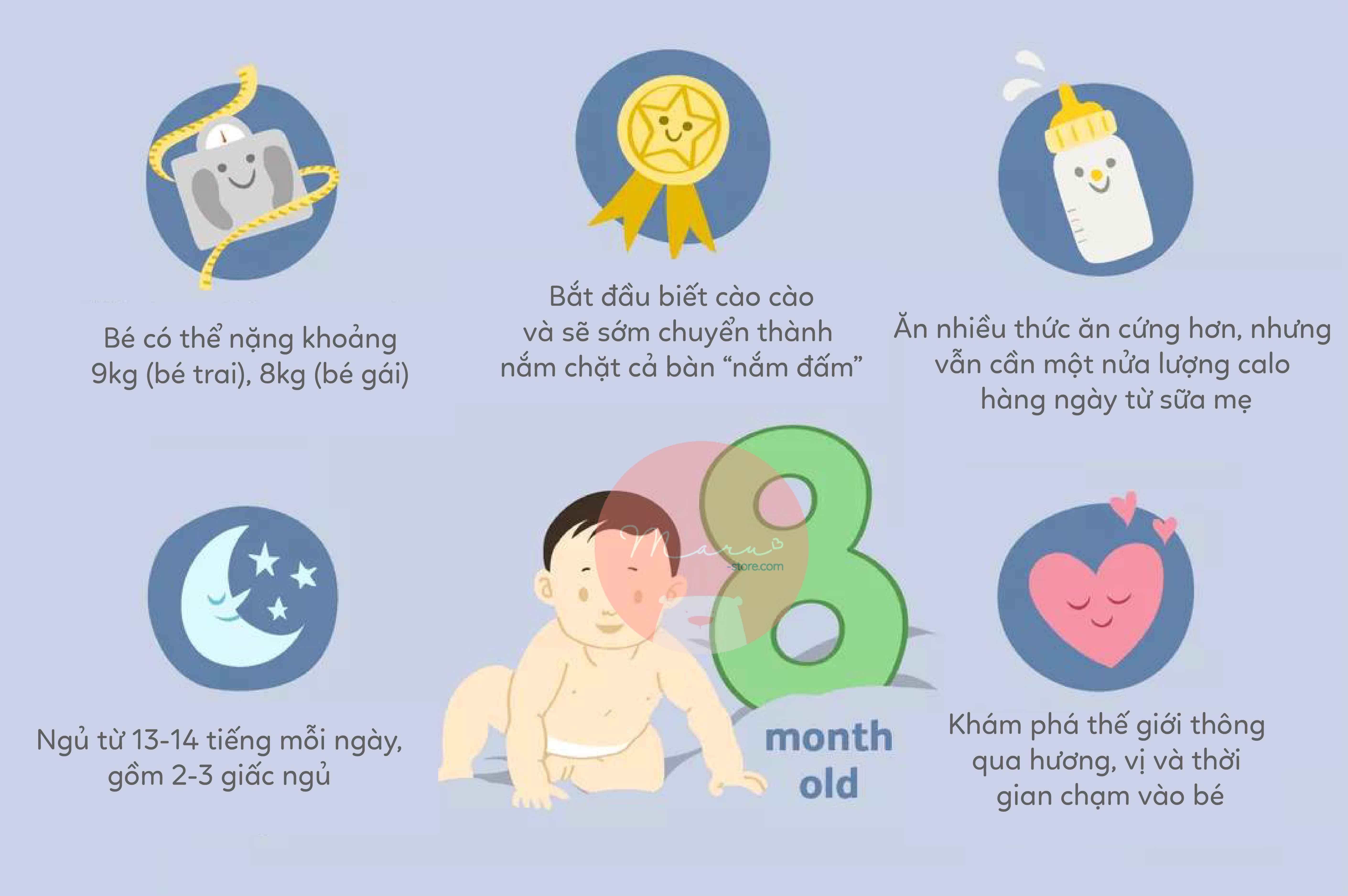 Sự phát triển của em bé 8 tháng tuổi