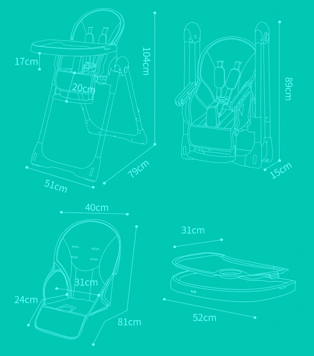 kích thước ghế ăn dặm KUB