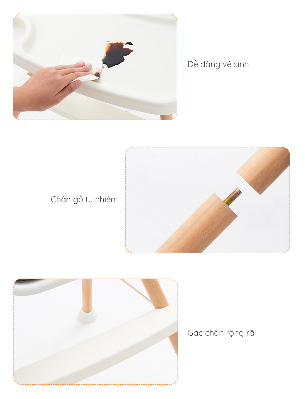 chi tiết mẫu ghế ăn dặm đa năng