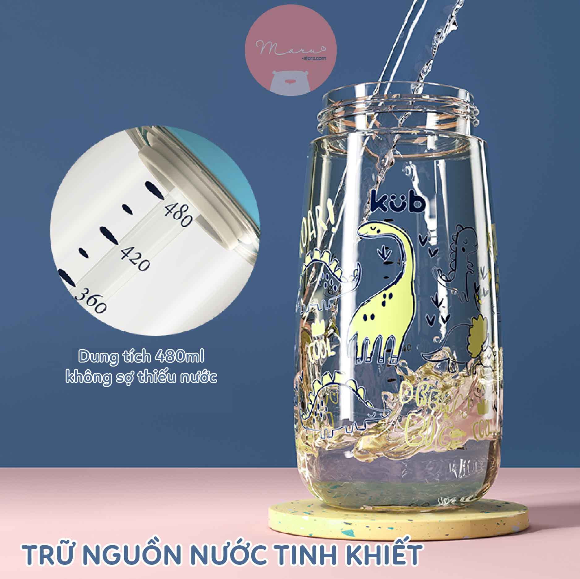 Bình nước PPSU khóa chặt chống đổ