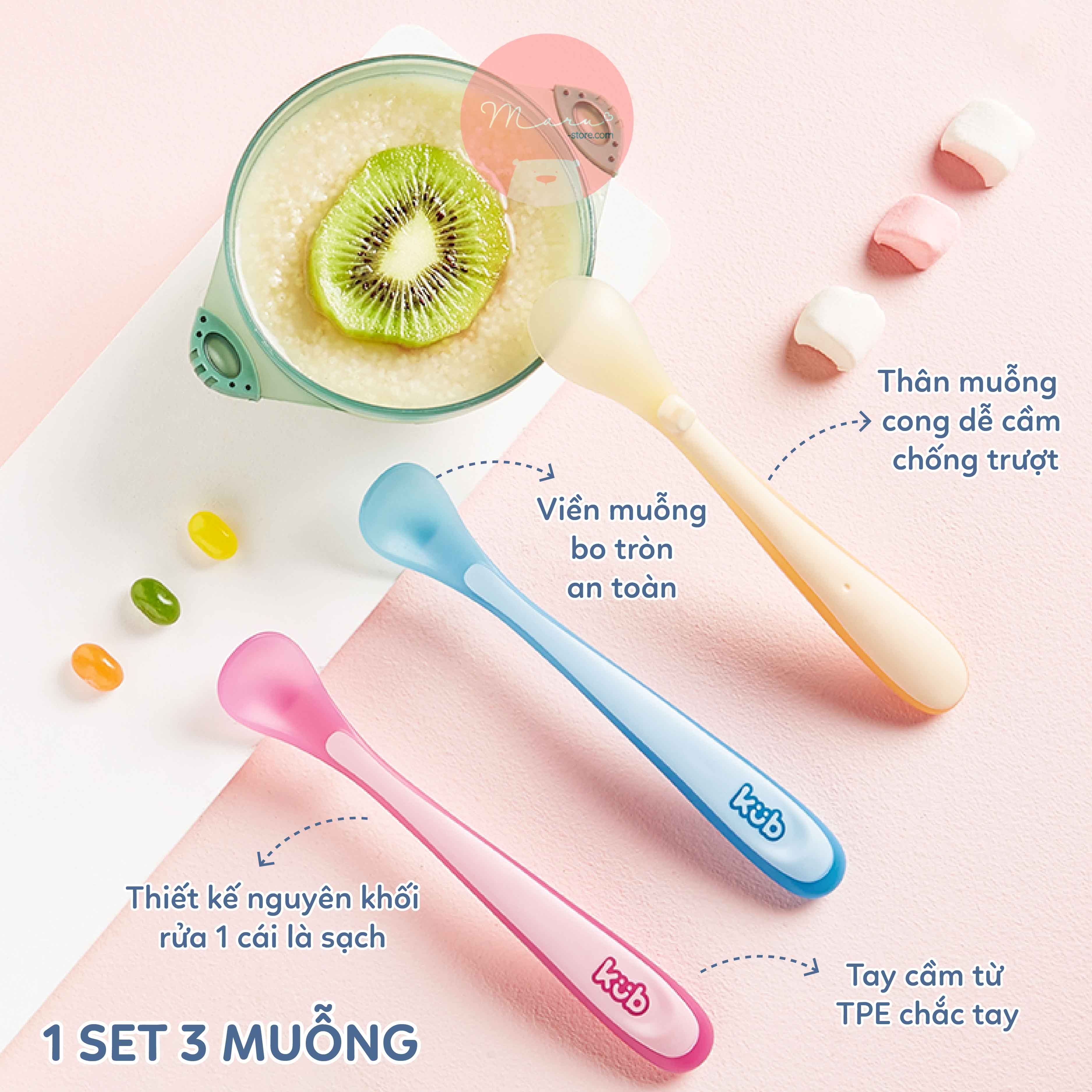 Set 3 muỗng báo nóng cho bé KUB cảm nhiệt chống bỏng, chống nóng