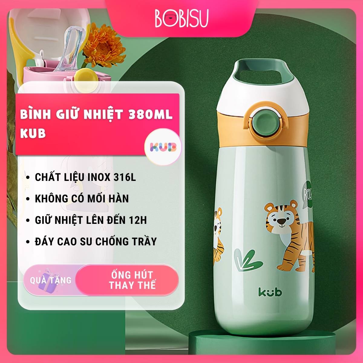 Bình nước giữ nhiệt inox 316L 380ml KUB