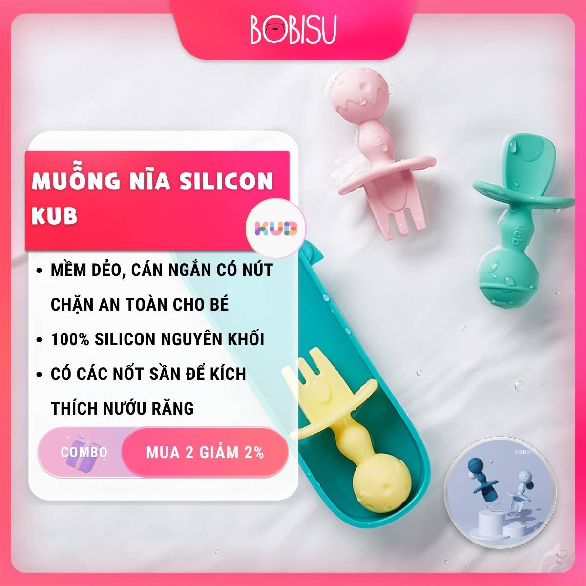 Bộ muỗng nĩa silicon BLW | KUB