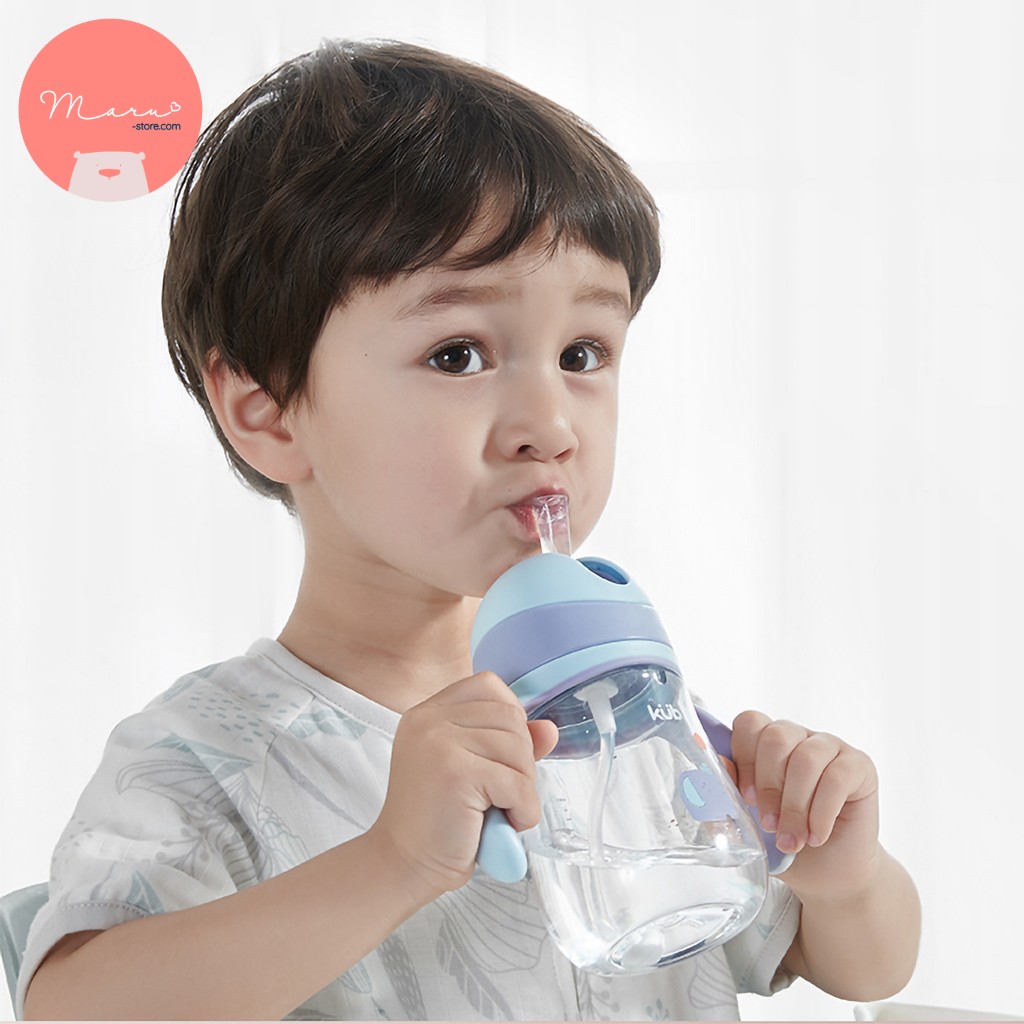KUB | Bình Nước Chống Sặc Cho Bé 240ml Làm Từ Nhựa Tritan Và PPSU An Toàn [Tặng Ống Hút Thay Thế Tiện Lợi]