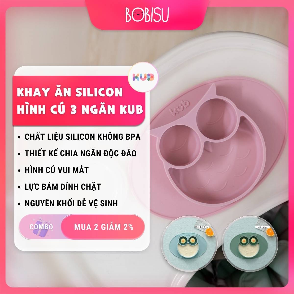 Khay ăn silicon chống đổ BLW | KUB