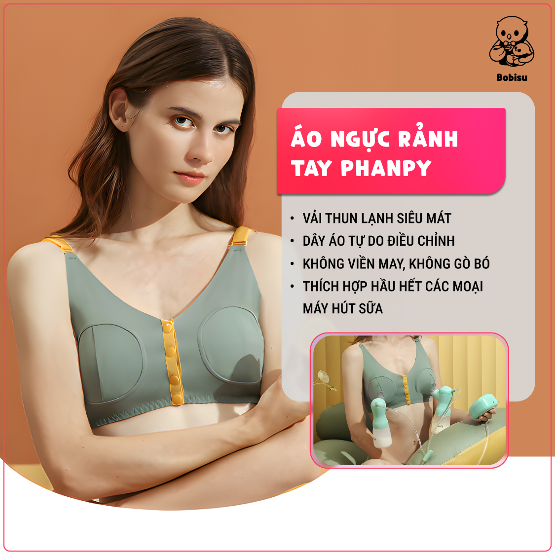 PHANPY | Áo Ngực Hút Sữa Rảnh Tay Chuyên Dụng Cho Máy Hút Sữa, Tiện Lợi