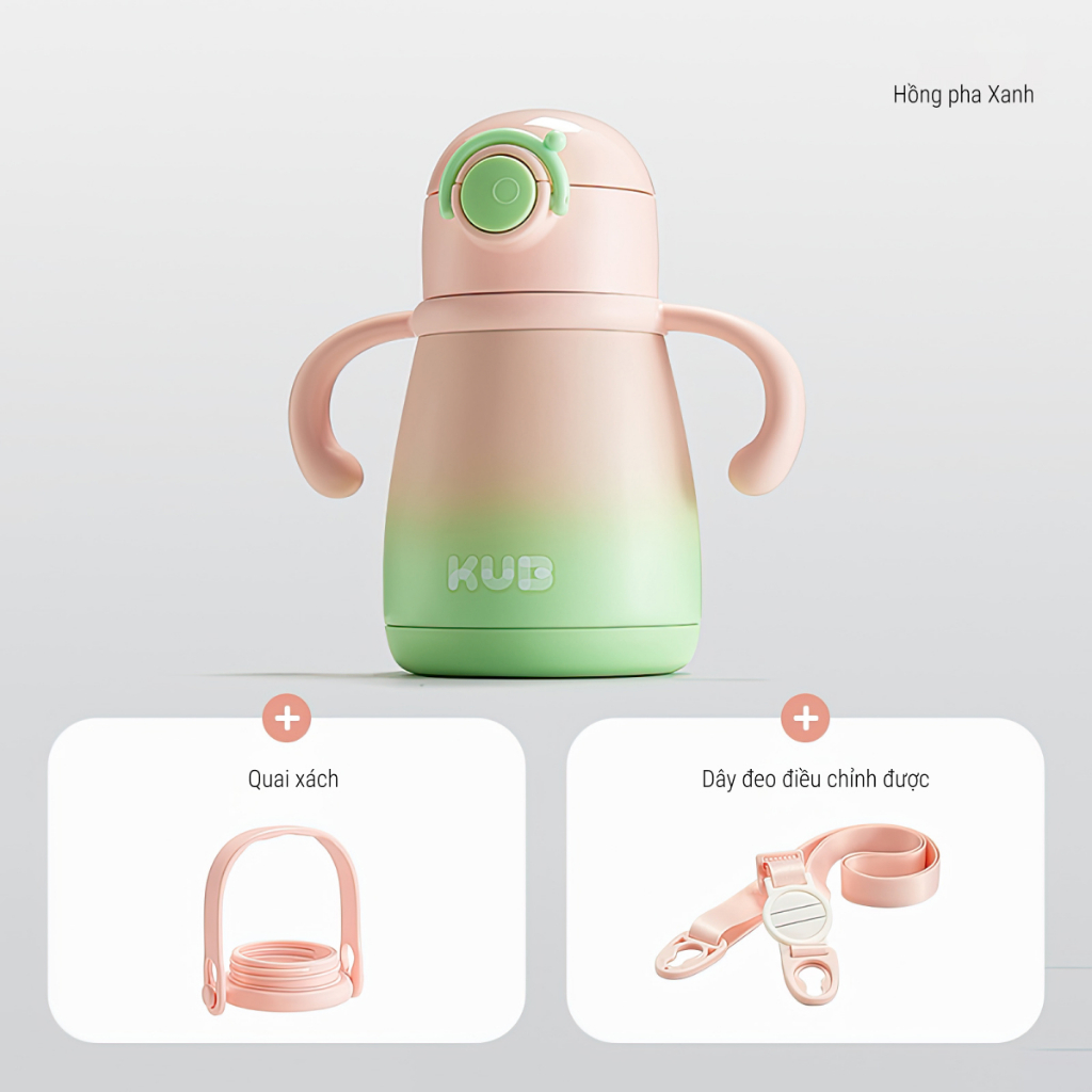 KUB | Bình Giữ Nhiệt Cho Bé 350ml Inox 316 Cao Cấp, Phụ Kiện Đa Dạng, Mẫu Mới 2024 [Tặng Ống Hút Thay Thế]