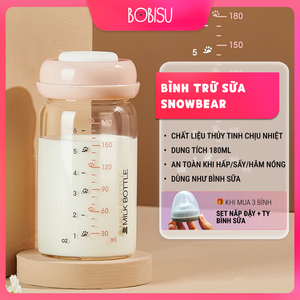 Bình trữ sữa 180ml Snowbear