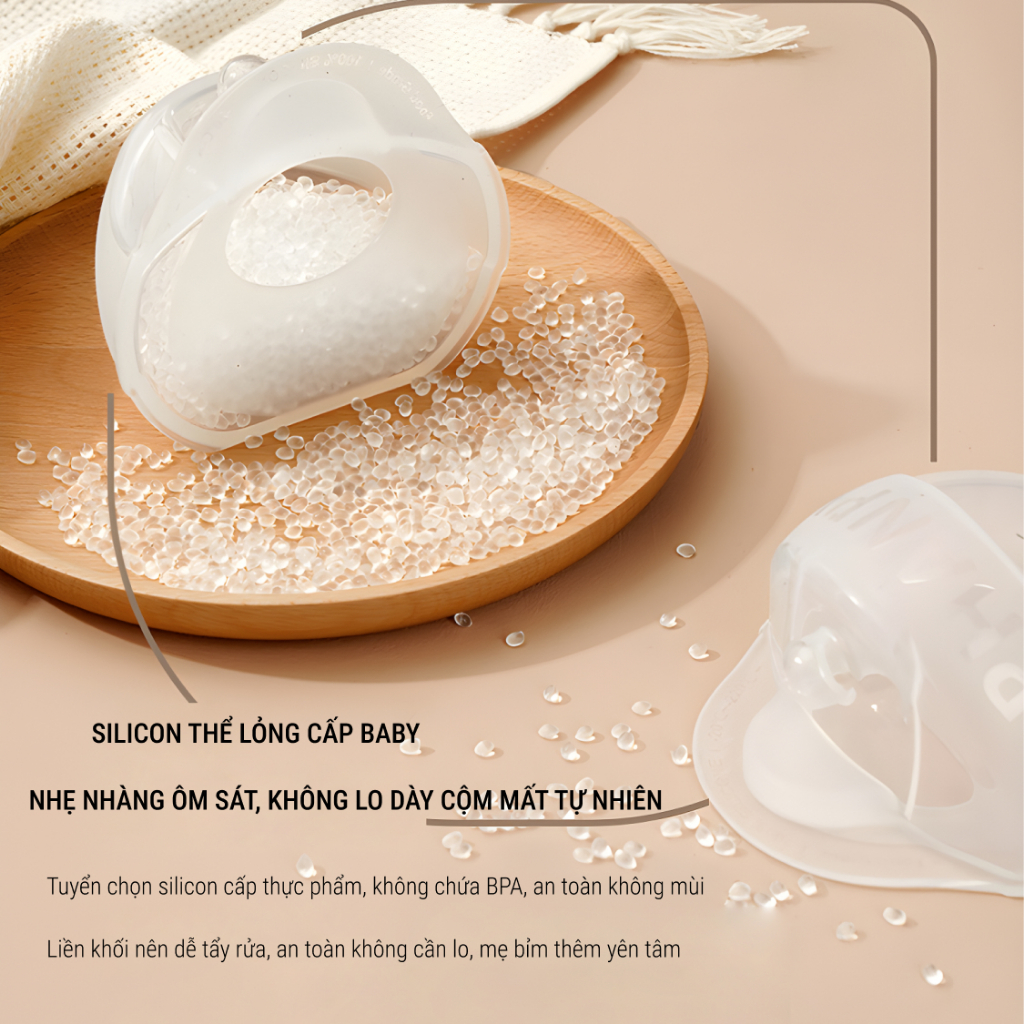 PHANPY | Cốc Hứng Sữa Rảnh Tay Bằng Silicon Mềm Mại, Dung Tích 90ml