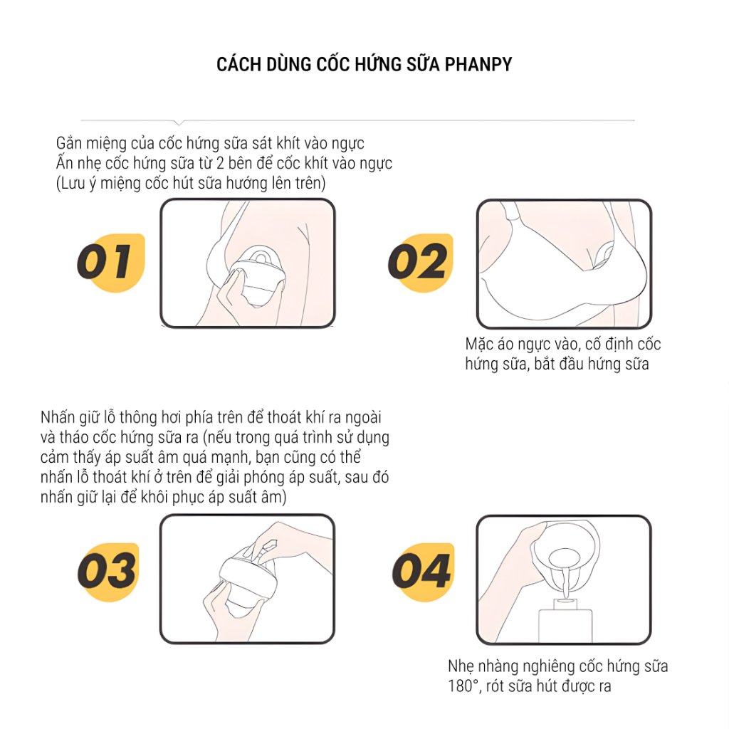 PHANPY | Cốc Hứng Sữa Rảnh Tay Bằng Silicon Mềm Mại, Dung Tích 90ml