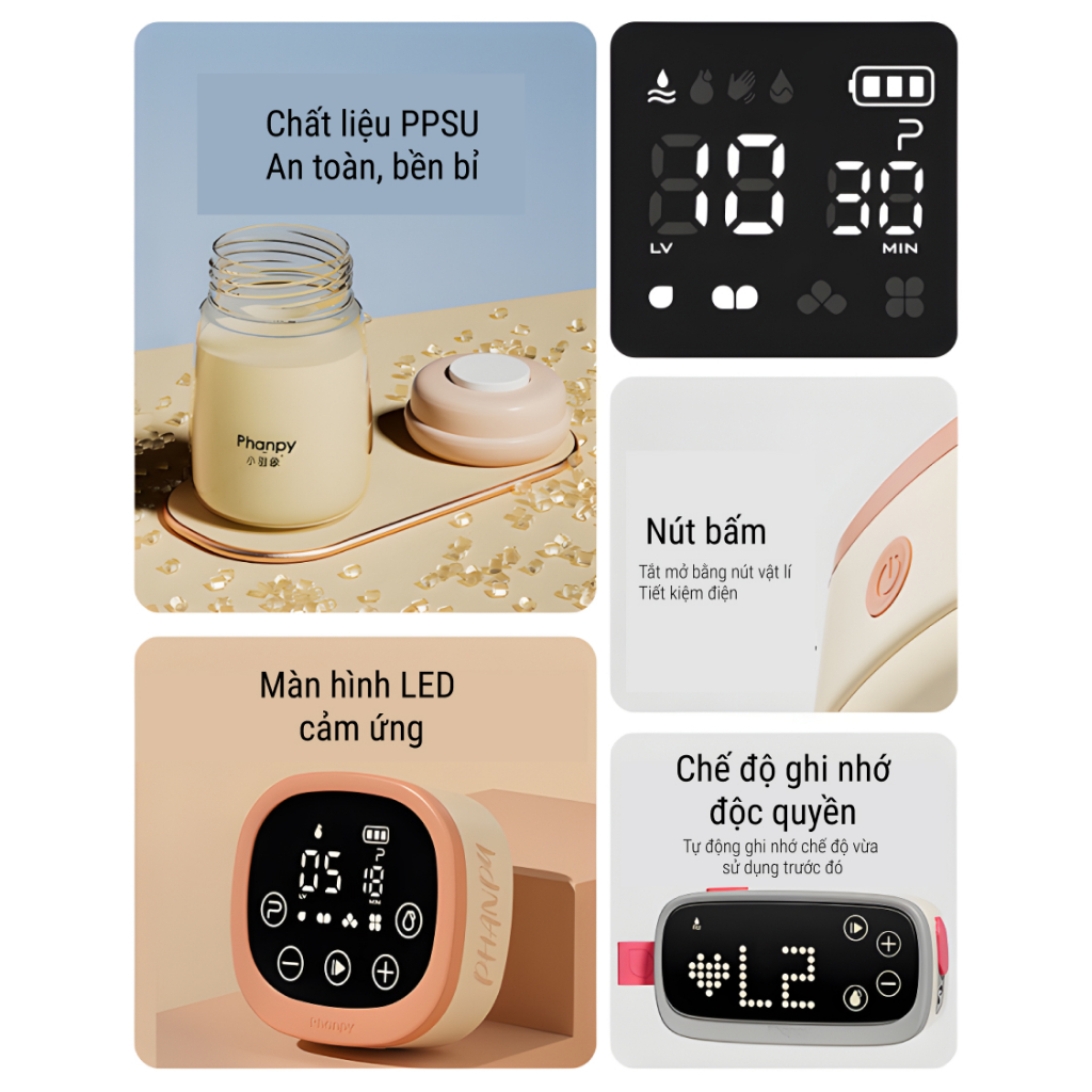 PHANPY | Máy Hút Sữa Điện Đôi Cải Tiến Yishu Gen3, Pin 2300mAh, Dùng Bình PPSU 180ml [Tặng Kèm Áo Ngực Rảnh  Tay]