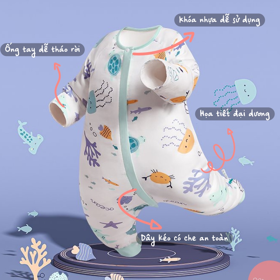 KUB | Đồ Ngủ Liền Thân Điều Hòa Bằng Vải Sợi Tre 2 Lớp Mềm Mại, Mát Mẻ, Dùng Cho Bé Từ Nhỏ Đến Lớn