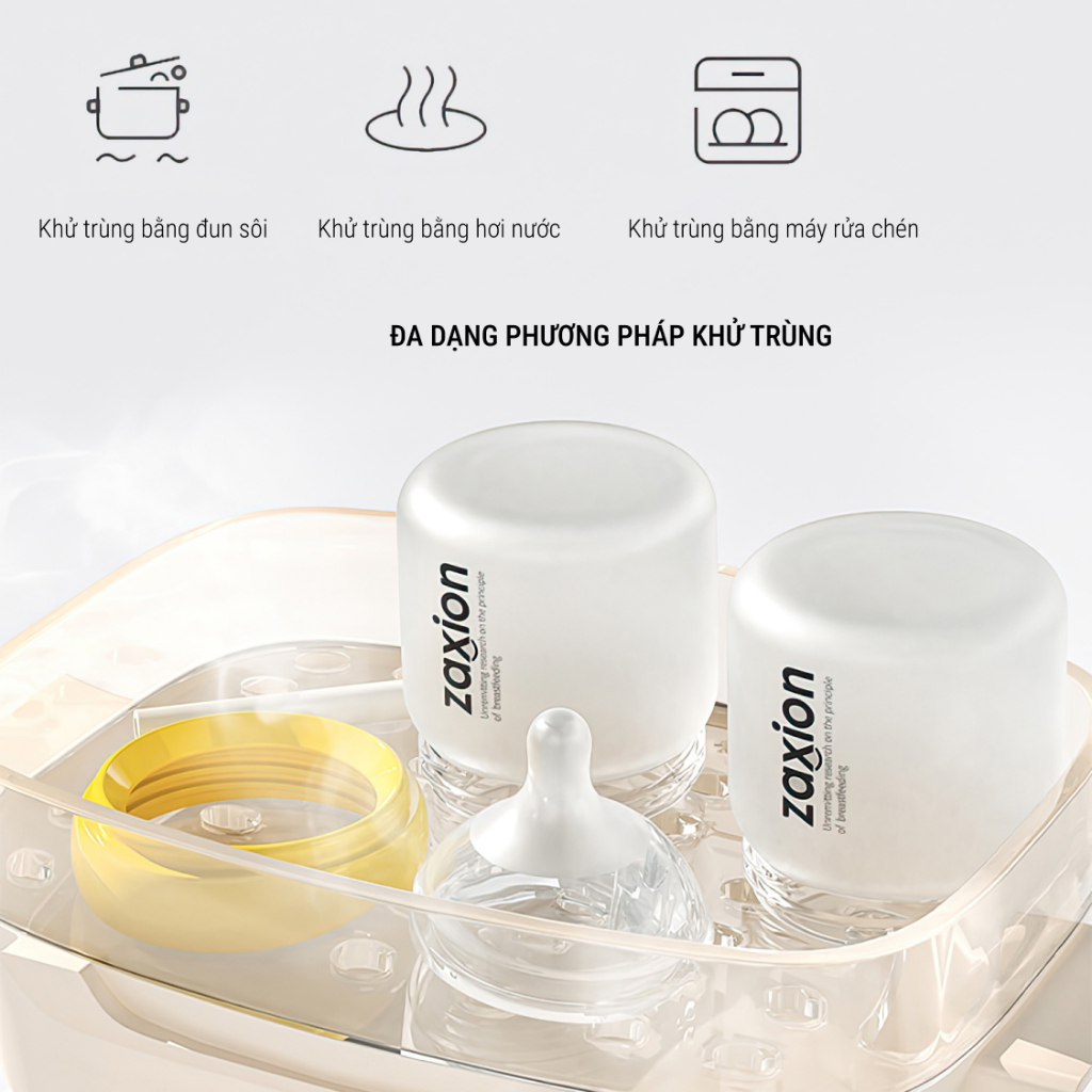 ZAXION | Bình Sữa Thủy Tinh Chống Đầy Hơi Bọc Silicone Dung Tích 80ml - 240ml