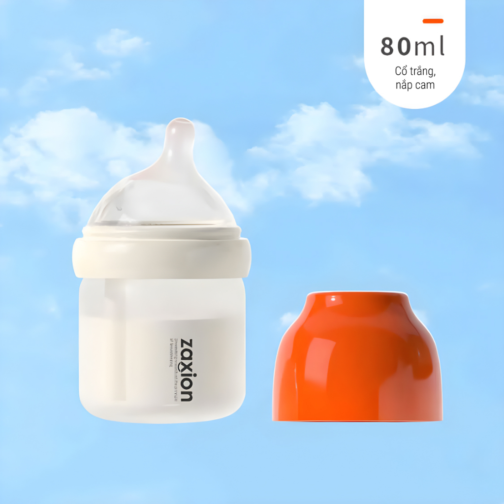 ZAXION | Bình Sữa Thủy Tinh Chống Đầy Hơi Bọc Silicone Dung Tích 80ml - 240ml