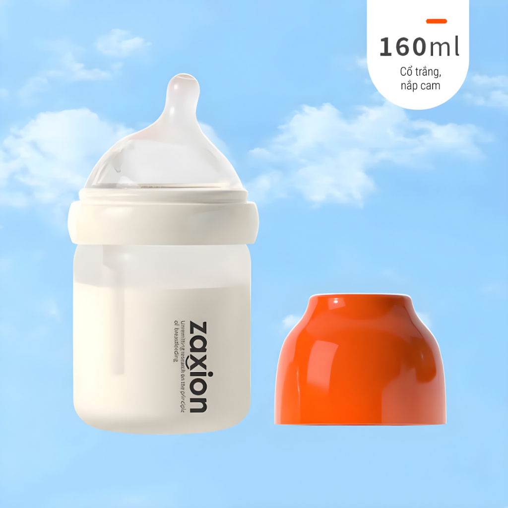 ZAXION | Bình Sữa Thủy Tinh Chống Đầy Hơi Bọc Silicone Dung Tích 80ml - 240ml