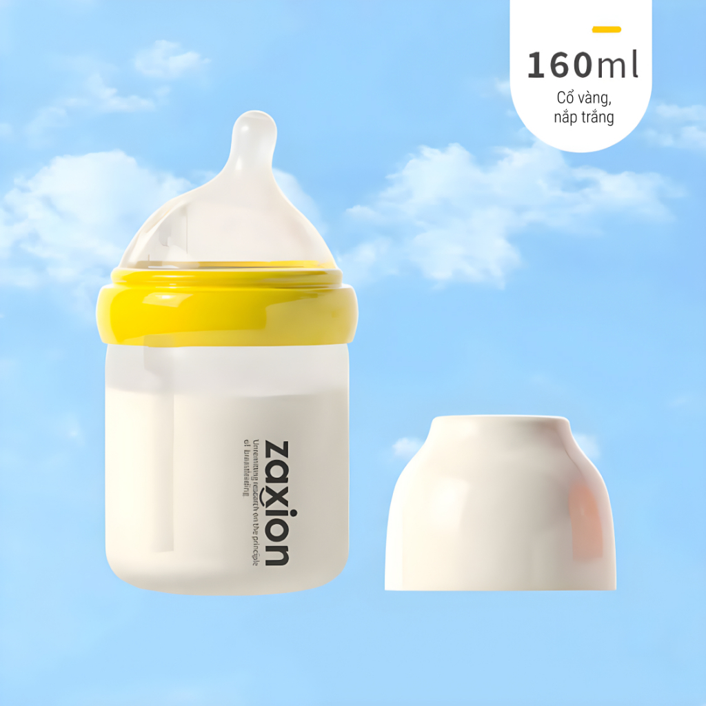 ZAXION | Bình Sữa Thủy Tinh Chống Đầy Hơi Bọc Silicone Dung Tích 80ml - 240ml