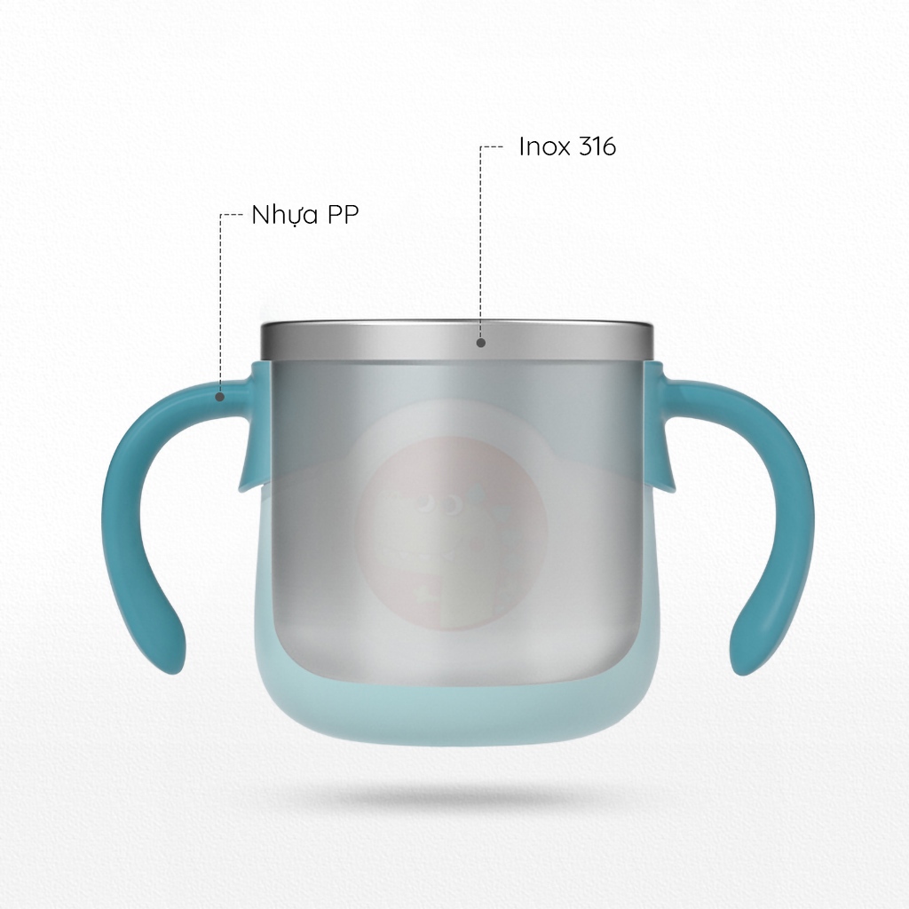 KUB | Bình Sữa Inox Cho Bé Với Hình Hoạt Hình 3D Ngộ Nghĩnh, 260ml Inox 316 An Toàn