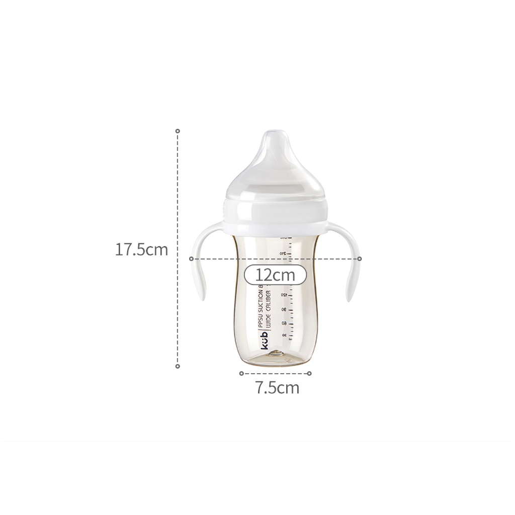 KUB | Bình Sữa Cho Bé 6 Tháng Tuổi 240ml, Nhựa PPSU Cao Cấp, Chống Sặc [Tặng Núm Ty Thay Thế KUB]