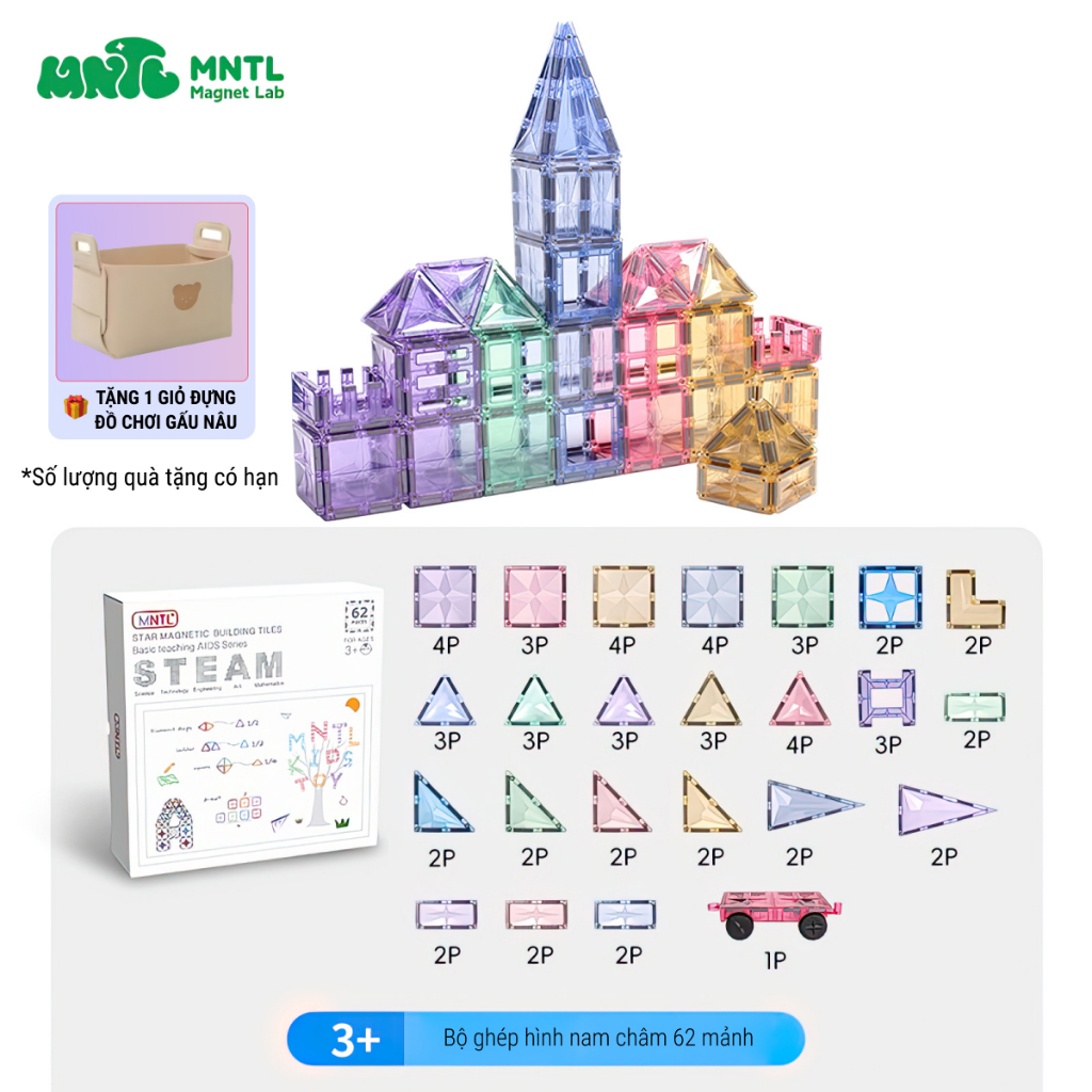 MNTL | Đồ Chơi Xếp Hình Nam Châm Kích Thích Sáng Tạo Cho Bé Bằng Nhựa ABS An Toàn