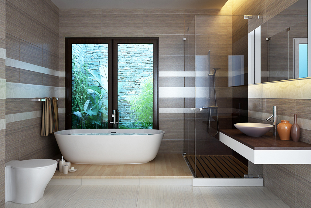 Không gian tắm vệ sinh hiện đại năm 2024 là thiết kế đặc biệt với phong cách tối giản, sử dụng những tông màu trung tính và các sản phẩm nội thất đơn giản nhưng sang trọng. Các chi tiết trang trí được tinh tế và bài trí sao cho phù hợp với không gian nhà tắm.