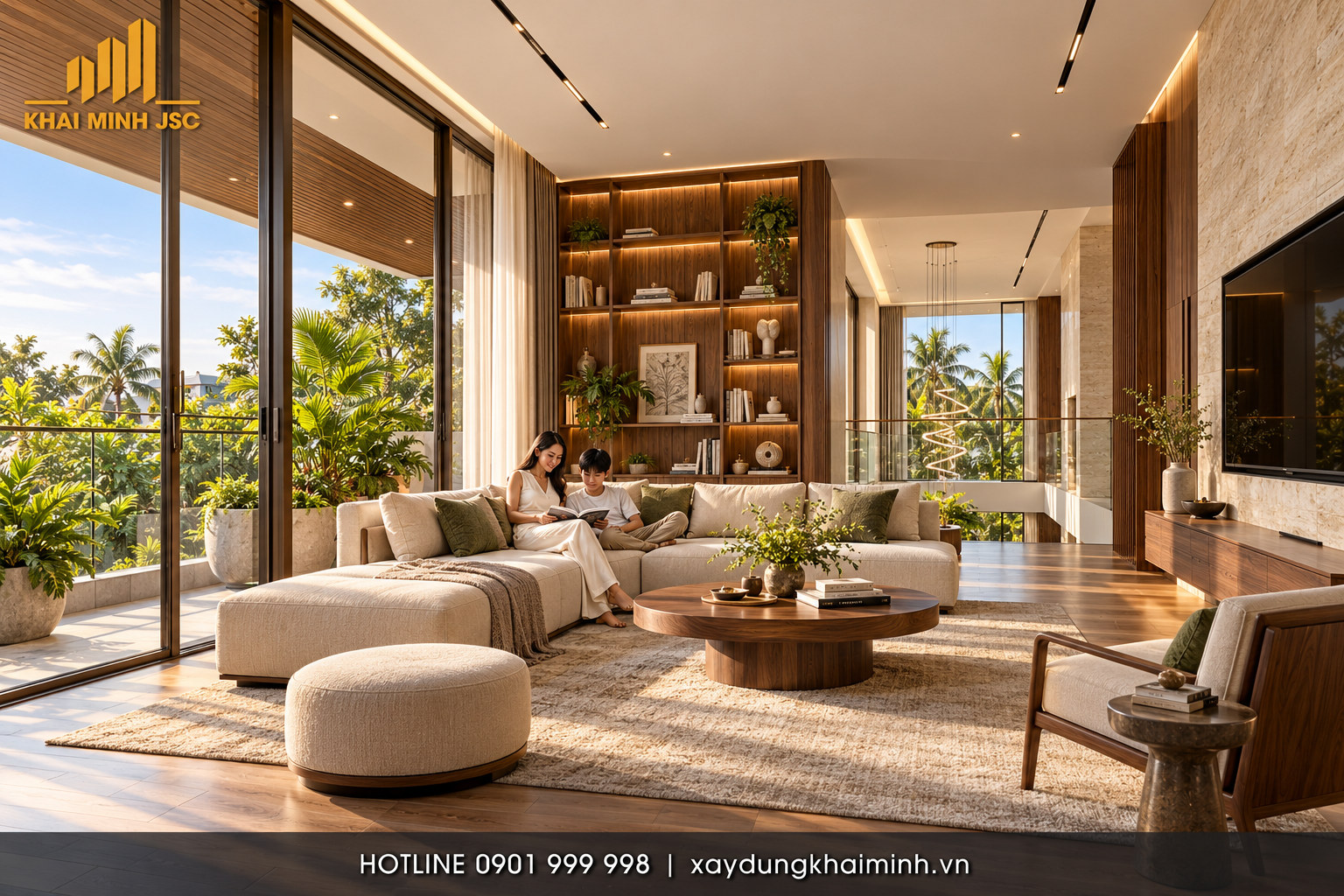 Phòng sinh hoạt chung biệt thự hiện đại Khải Minh