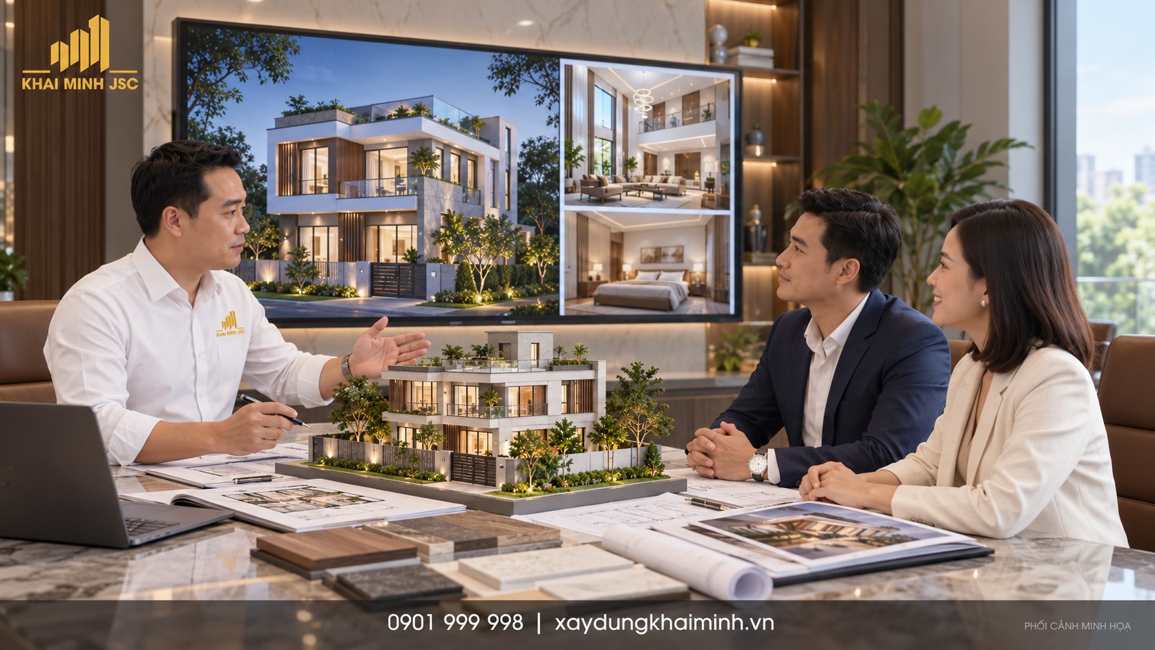 Trao đổi nhu cầu và ngân sách trước khi thi công - phối cảnh 3D minh họa