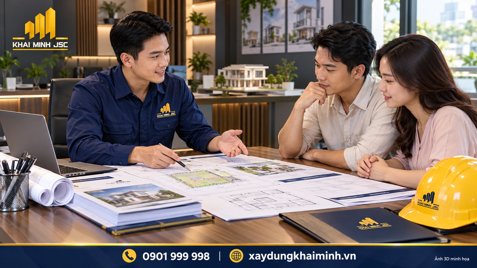 Chuyên viên Khải Minh tư vấn hồ sơ xin phép xây dựng cho chủ nhà