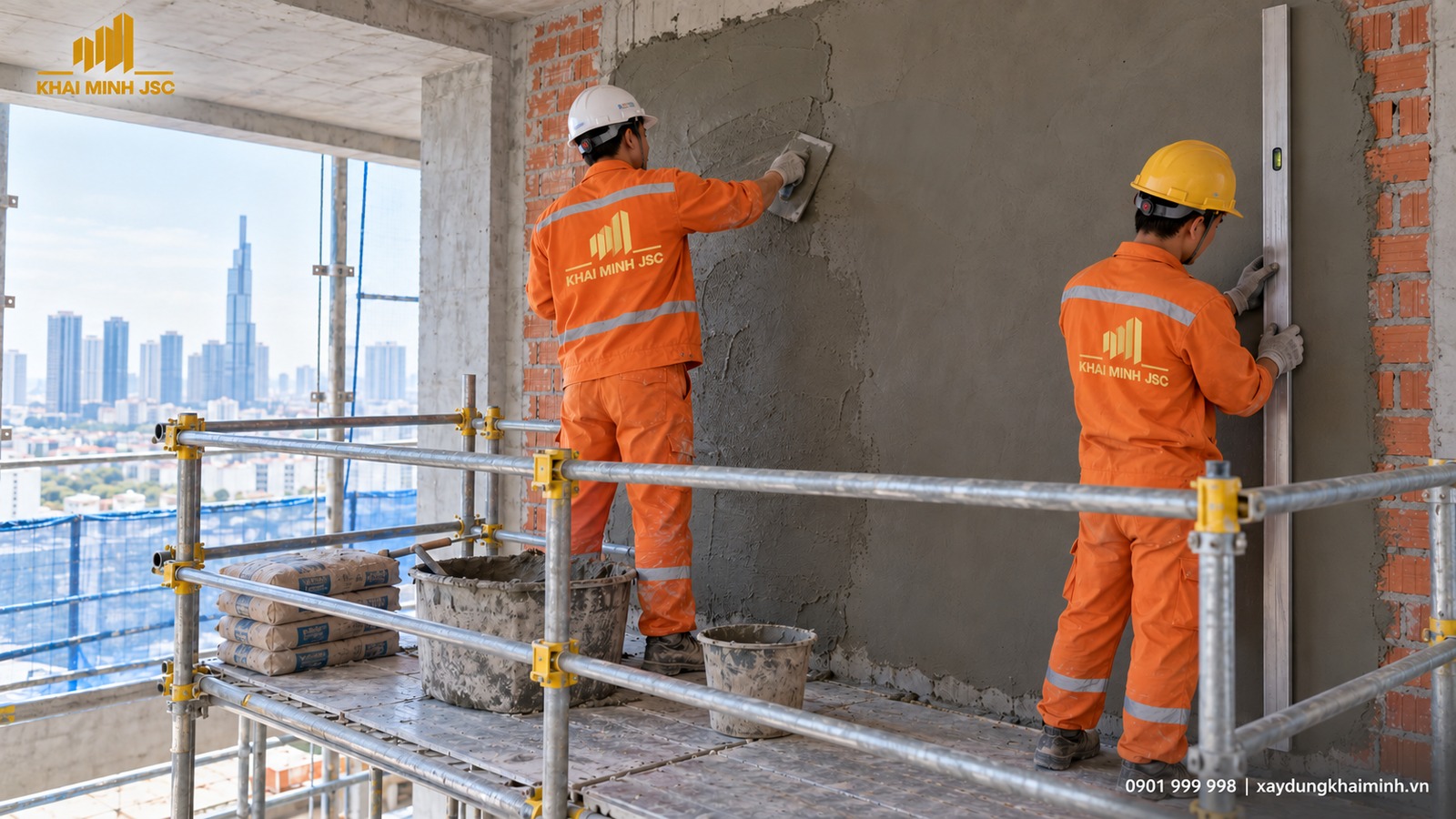 Tô tường và kiểm tra bề mặt bằng thước