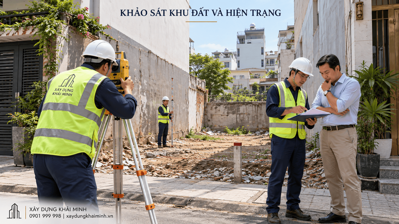 Minh họa khảo sát ranh đất và hiện trạng liền kề.