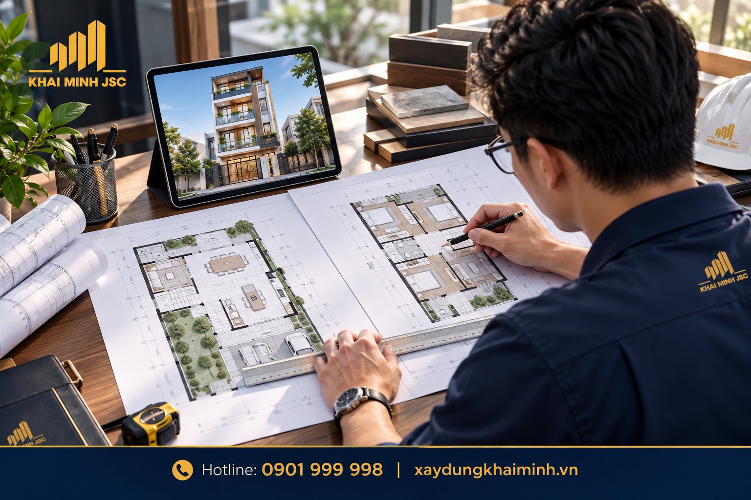 Đối chiếu giấy phép và bản vẽ với hình ảnh công trình thực tế.