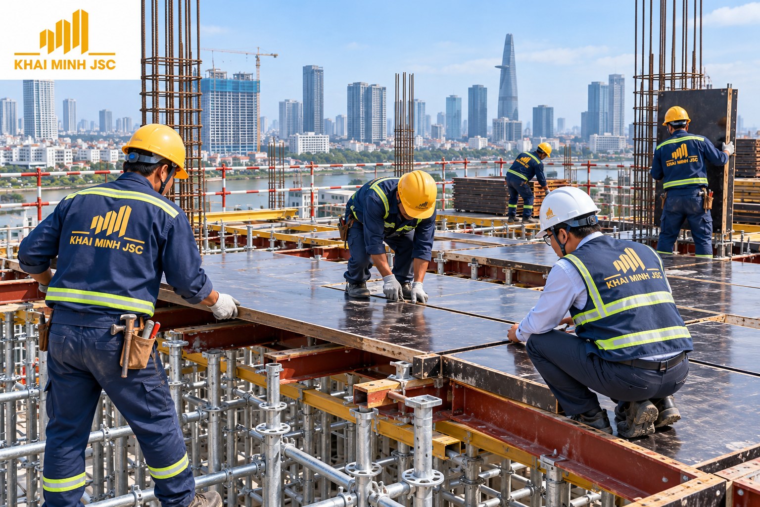 Ghép ván khuôn phủ phim dầm và sàn