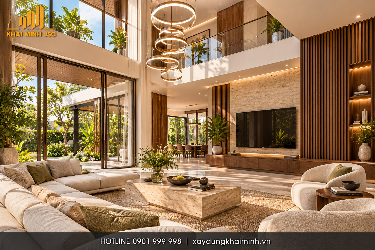 Nội thất phòng khách biệt thự hiện đại sang trọng