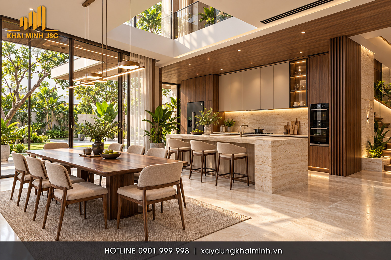 Thiết kế bếp và phòng ăn biệt thự hiện đại Khải Minh