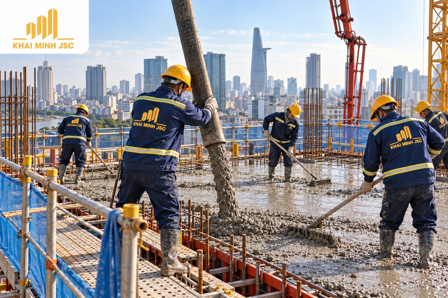Phân phối bê tông tươi bằng vòi bơm