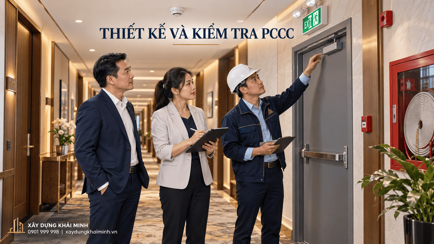 Minh họa phối hợp giải pháp PCCC trong công trình lưu trú.
