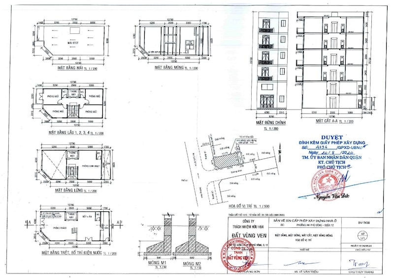 Mẫu bản vẽ xin cấp phép xây dựng