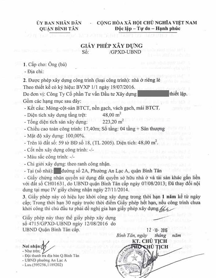Hình minh hoạ mẫu giấy xin phép xây dựng