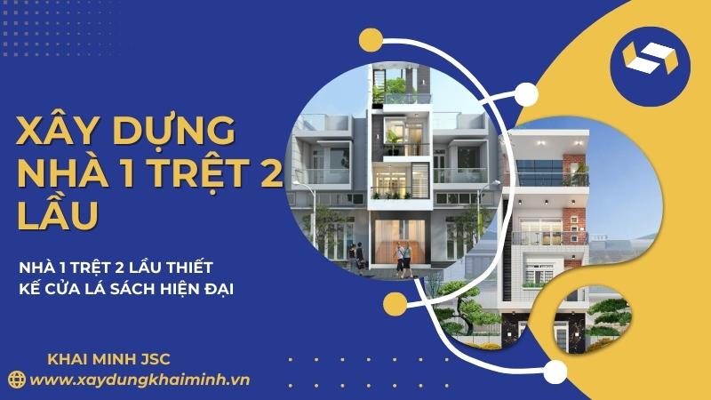 Nhà 1 trệt 2 lầu cửa lá sách hiện đại
