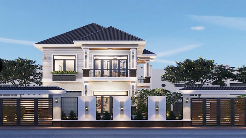 Nhà 2 tầng mái nhật đẹp