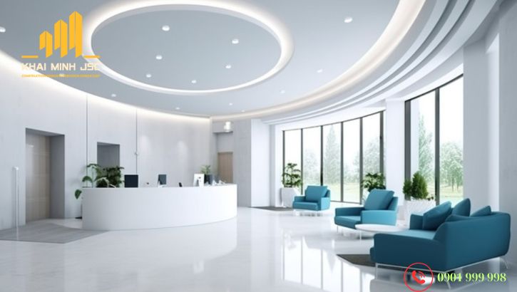   Thiết kế phòng chờ văn phòng thoáng đãng với chi tiết trang trí cây xanh tươi mát