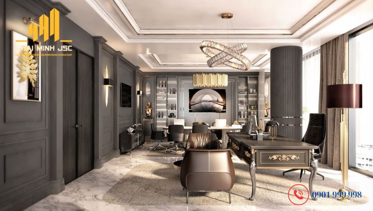  Cách kết hợp các loại vật liệu để tạo điểm nhấn cho phòng làm việc trong biệt thự