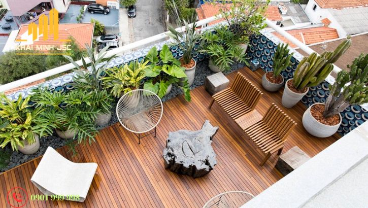 Sân thượng xanh tạo không gian thư giãn và giảm nhiệt cho nhà phố cao tầng