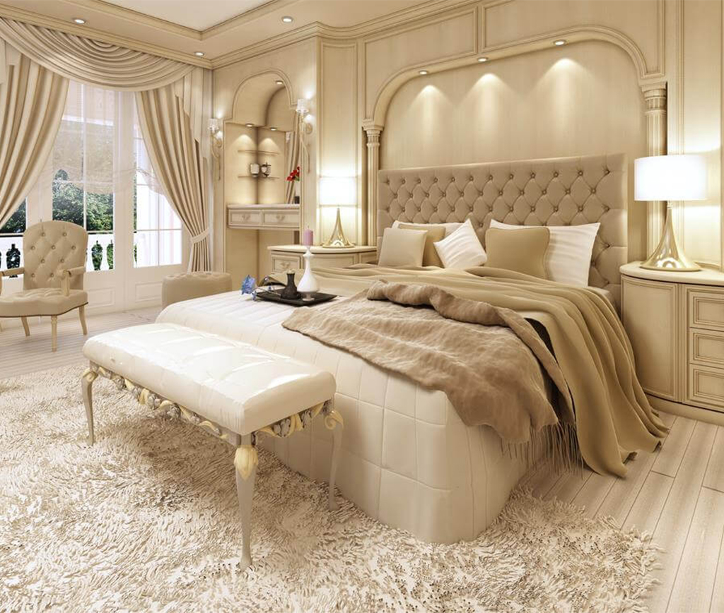 Thiết kế nội thất phòng ngủ chung cư theo phong cách tân cổ điển