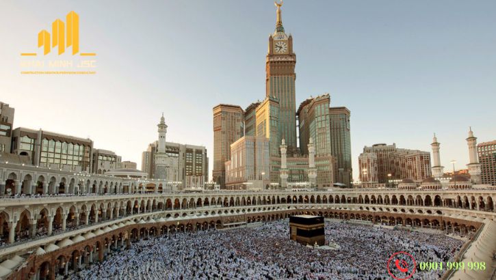  Tháp đồng hồ Abraj Al Bait là công trình cao tầng được xây dựng để mở rộng không gian lễ hội Umrah và Hajj