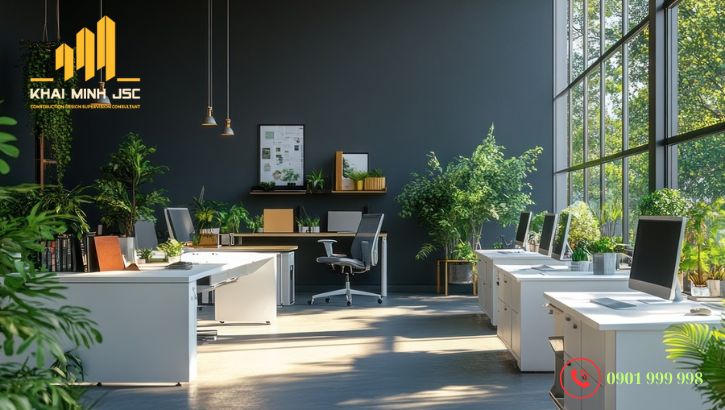 Thiết kế cây xanh trong văn phòng làm việc của nhân viên