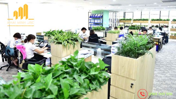  Màu sắc văn phòng xanh thiên về các gam màu tạo cảm giác tươi sáng, trẻ trung