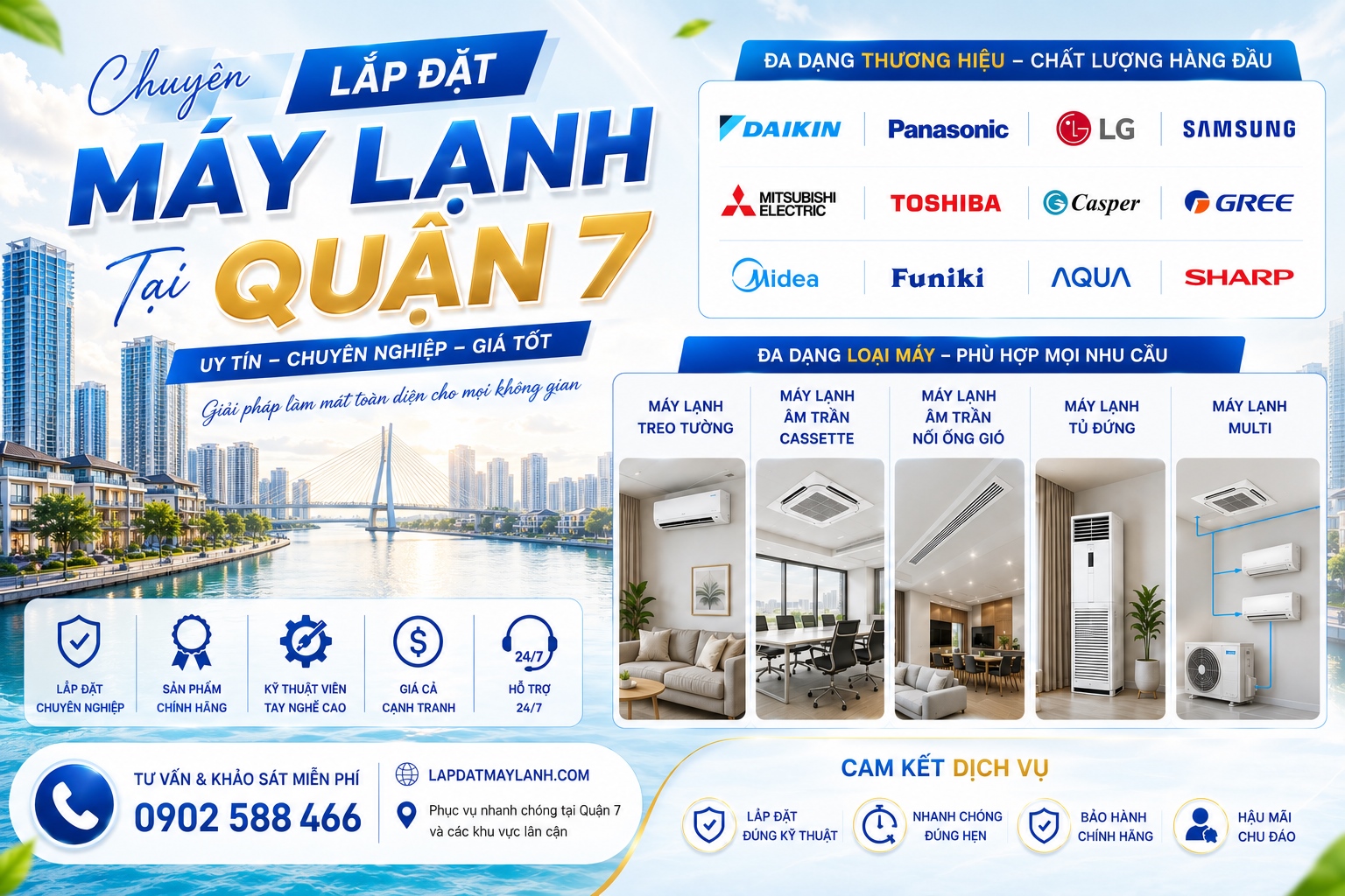 Lắp đặt máy lạnh chính hãng tại Quận 7