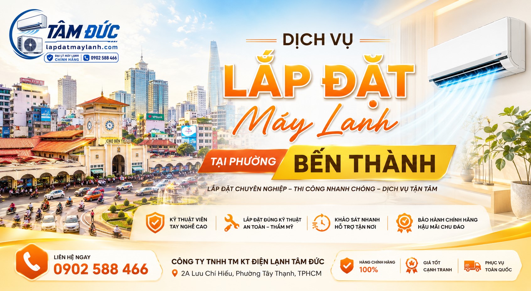 Lắp đặt máy lạnh phường Bến Thành